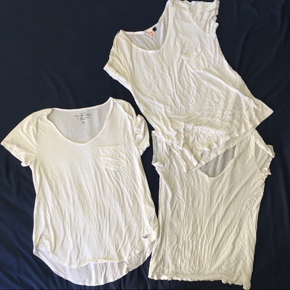 3 White T-Shirts Hollister